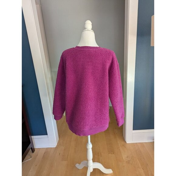 LOFT Fuchia Sherpa Sweatshirt Size Medium - Picture 6 of 10